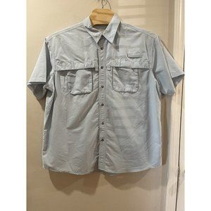 LL Bean Shirt Mens XXL Vented Fishing Button Up Light‎ Blue Short Sleeve